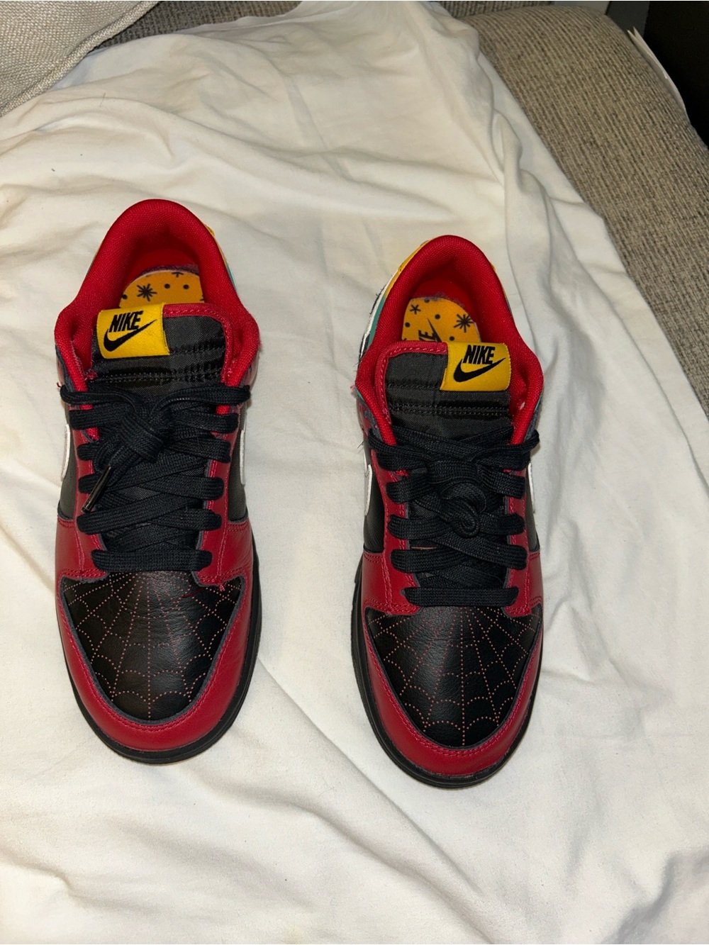 6.5 Nike Kids Red, Black & Yellow Low-Top Sneakers